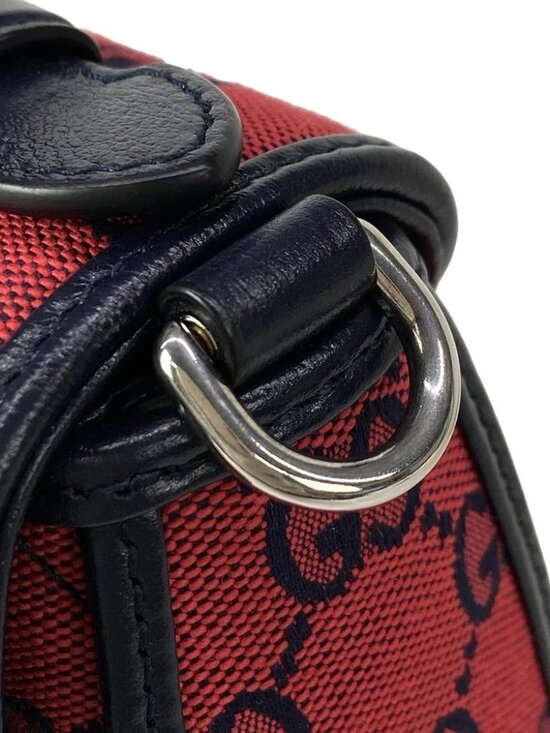 GUCCI GG Marmont mini top handle bag Red Navy Jacquard Leather Handbag main image 2